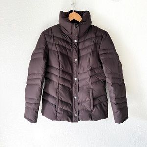 Kenneth Cole Reaction Brown Puffer Down Zip Up Jacket Size Small